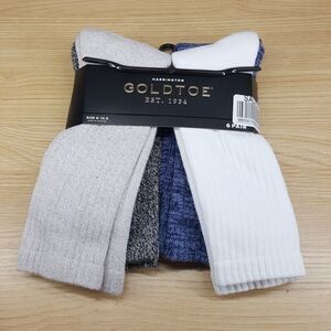 GOLD TOE Mens Crew Socks 4-Pack HARRINGTON Ribbed Stretch Knit